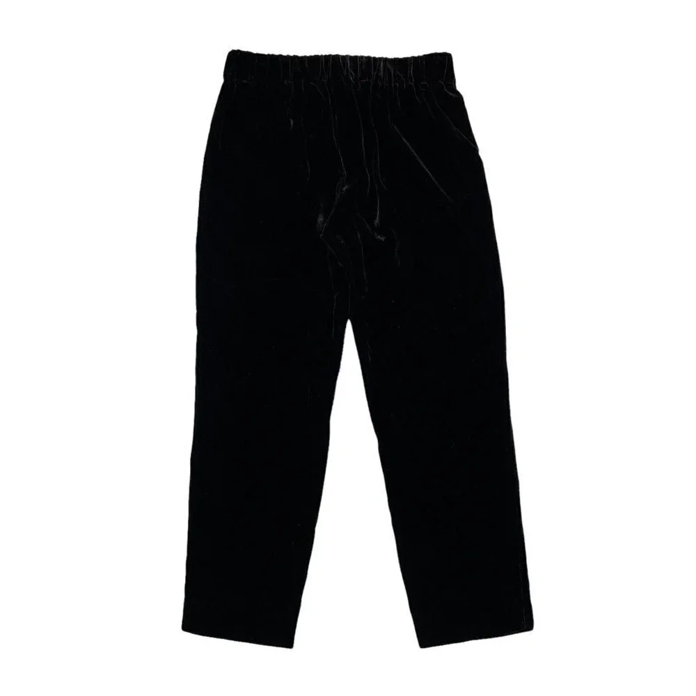 J. Crew Solid Black Velvet Slim Straight Leg Pull On Easy Pants
